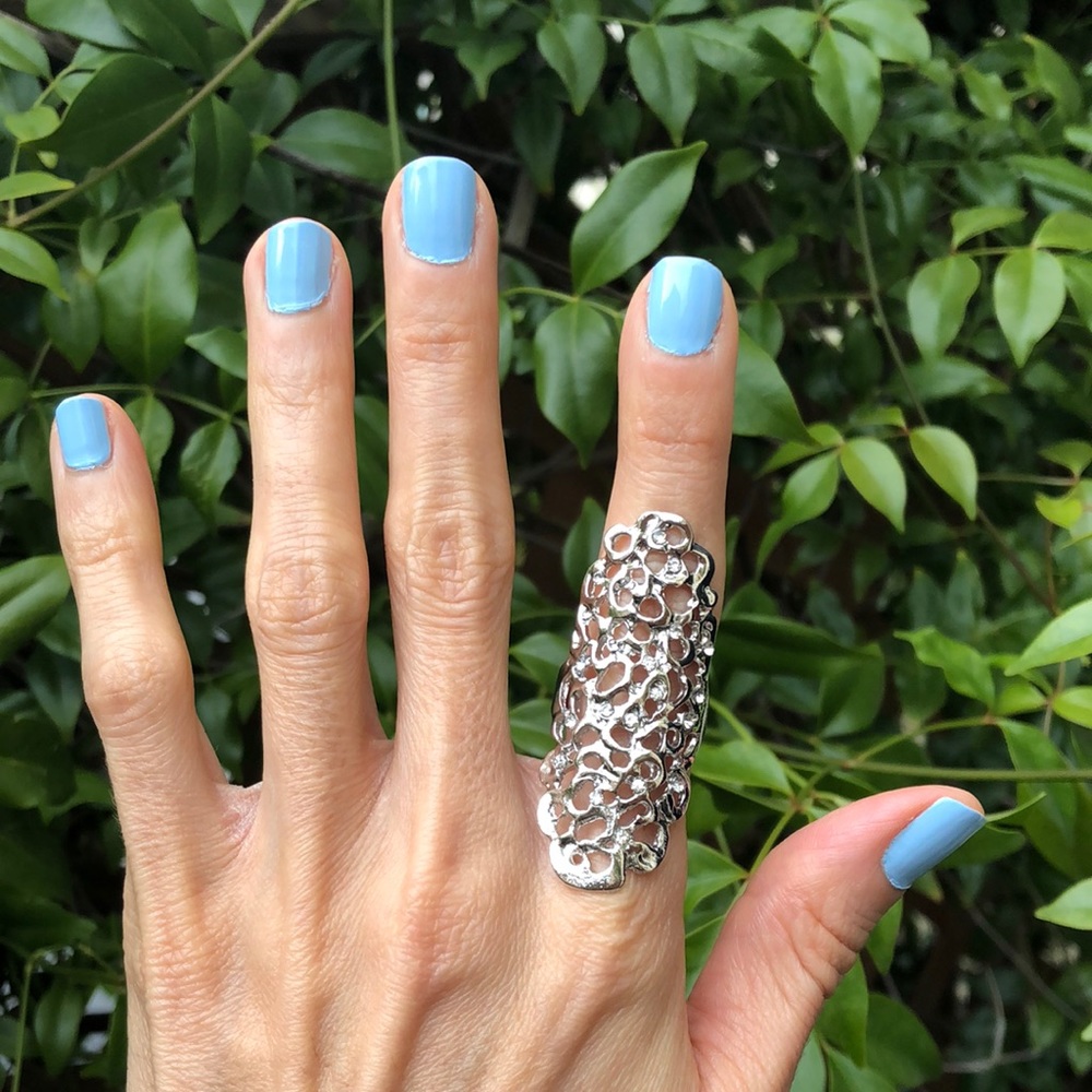 Silver Boho Filigree Statement Ring - image 1